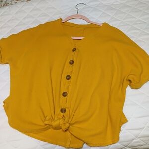 Yellow Button-Up Women's Top